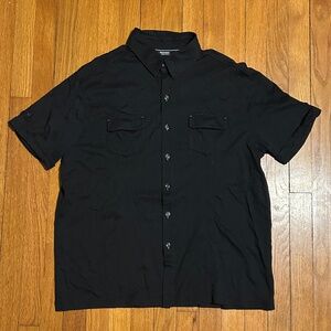 MURANO Liquid Luxury Black Collared Button-Down T-Shirt Men’s XL